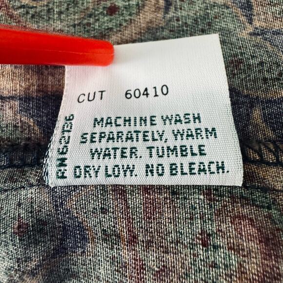 VTG Guess By Marciano Shirt Mens Med Floral Brown Paisley Made USA Button Pocket - Picture 6 of 7